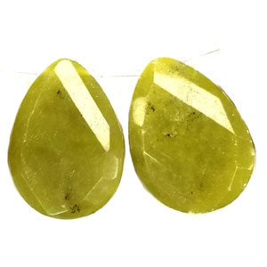 OLIVE JADEFACETED WAVE PEAR SD 25X35MM